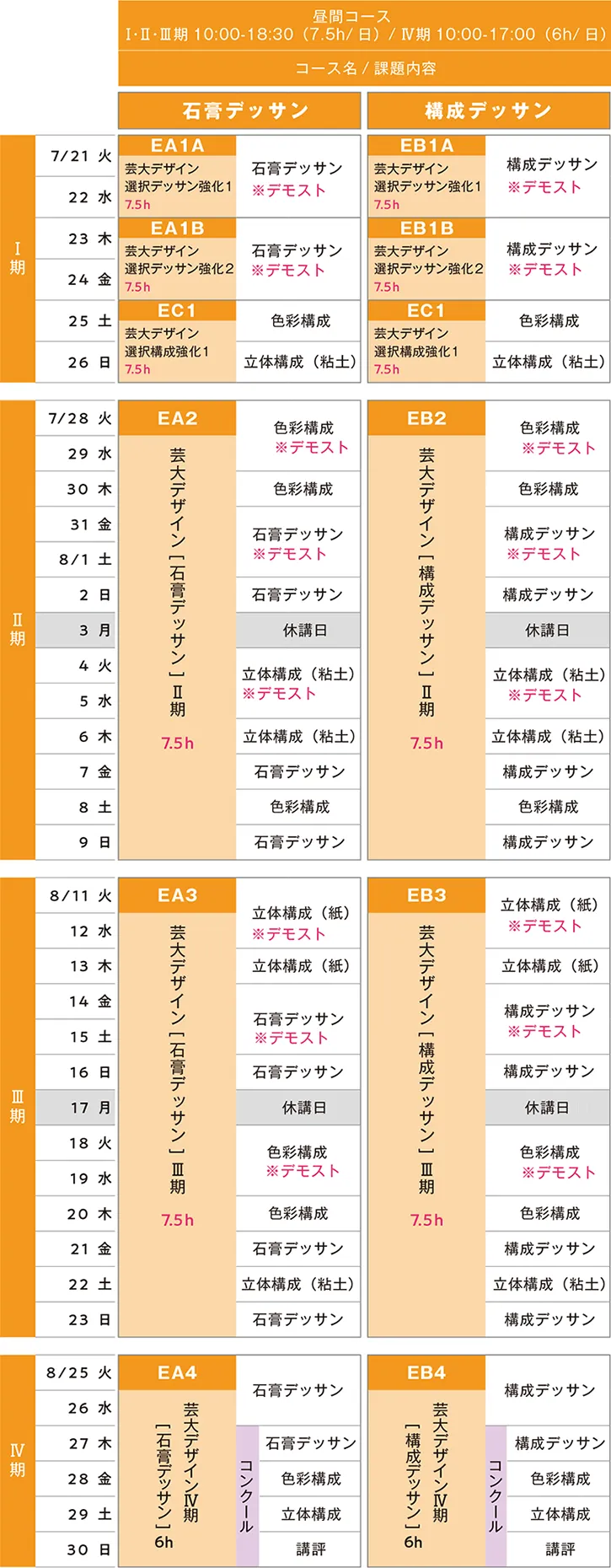 すいどーばた美術学院 2026年夏季講習会 藝大デザインスケジュール