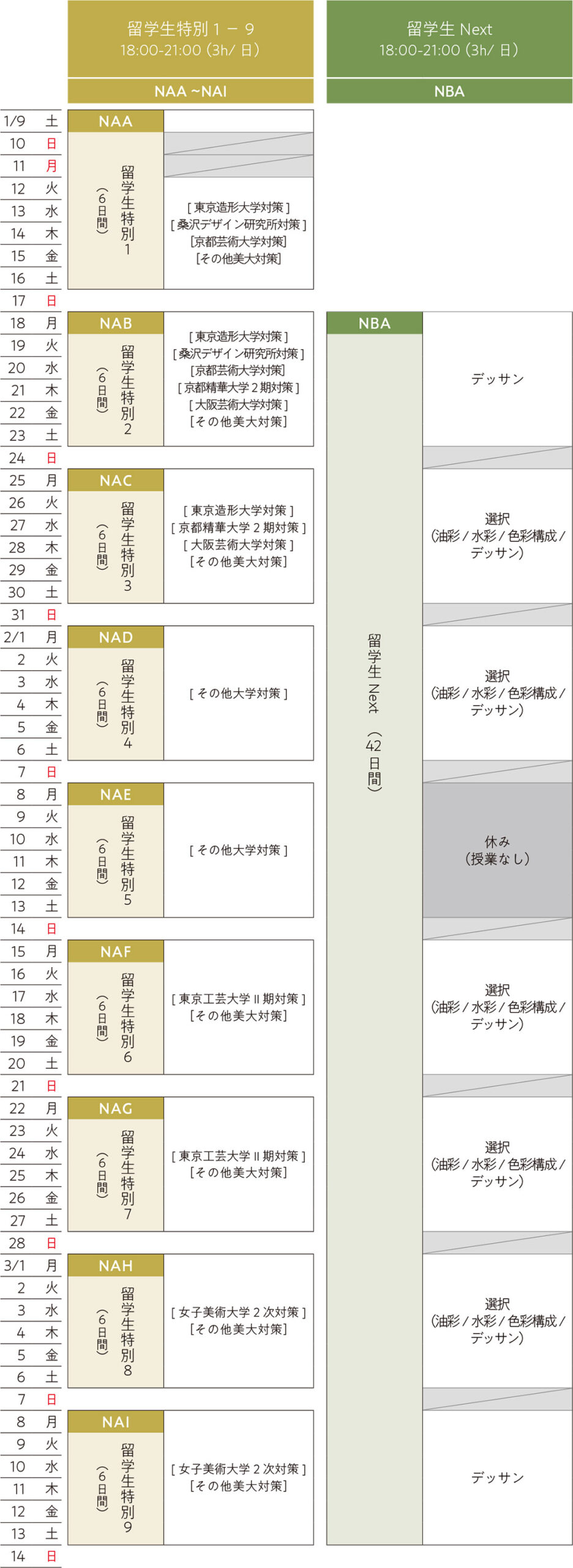 2027年外国人留学生科カリキュラム